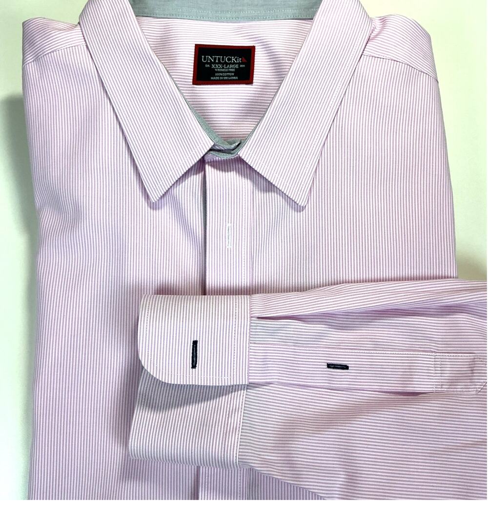 UNTUCKit Douro Shirt XXL Pink White Stripe Wrinkle Free Regular Fit Regular EUC